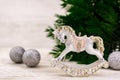 Christmas wooden toy rocking horse Royalty Free Stock Photo