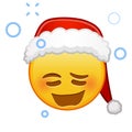 Christmas woozy face Large size of yellow emoji smile Royalty Free Stock Photo