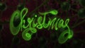 Christmas word lettering written with green fire flame or smoke on molecular hitech network background. 3d illustration Royalty Free Stock Photo
