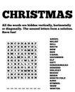 Christmas wordsearch game on white background. Crossword about winter holidays