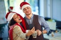 Christmas at work.Business people  take selfie photo shot  celebration on christmas Royalty Free Stock Photo