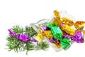 Christmas wrapped candies isolated Royalty Free Stock Photo