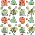 Christmas wrapping paper abstract Christmas tree watercolor skech