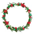 Christmas Wreath Abstract with Flora and Baubles Royalty Free Stock Photo