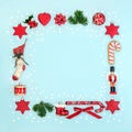Christmas Wreath Abstract with Snowflakes and Decorations Royalty Free Stock Photo