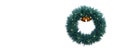 Christmas wreath with bells and lights. 3D rendering. Isolated on a white background. Banner. Place for text. Royalty Free Stock Photo