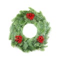 Christmas Wreath with Berries on White Royalty Free Stock Photo