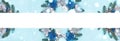 Christmas wreath on a blue background, flatley, copy space ,banner, footer
