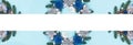Christmas wreath on a blue background, flatley, copyspace ,banner, footer