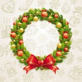 Christmas wreath with bow & baubles
