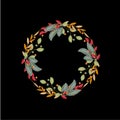 Christmas wreath colorful leaves card vector image Royalty Free Stock Photo