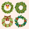 Christmas wreath collection.Holidays design elements.