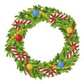 Christmas wreath decoration icon, traditional festive element