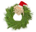 Christmas wreath decoration Santa Claus isolated white background Royalty Free Stock Photo