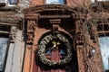 Christmas Wreath on the Entrance Door to an Old Brownstone Townhouse in New York City Royalty Free Stock Photo