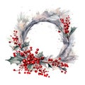 Christmas wreath with fir branches, isolated white background Royalty Free Stock Photo