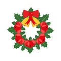 Christmas wreath in flat design.