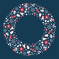 Christmas wreath flat illustration