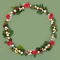 Christmas Wreath Decoration on Green Royalty Free Stock Photo