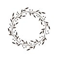 Christmas wreath. Hand drawn vector round frame for invitations, postcards, posters and more. Vector illustration