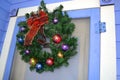 Christmas Wreath Hanging on the Door