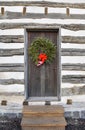 Christmas Wreath on Historic Cabin Door