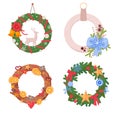 Christmas wreath with winter holiday decoration