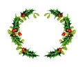 Christmas wreath with holly.