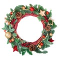 Christmas wreath isolated on white Royalty Free Stock Photo