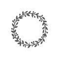Christmas wreath. Laurel wreath. Hand drawn vector round frame for invitations, postcards, posters and more. Vector illustration