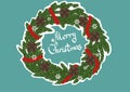 Christmas wreath on a light blue background Royalty Free Stock Photo