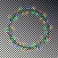 Christmas wreath light string. Realistic vector effect.