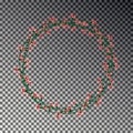 Christmas wreath light string. Realistic vector effect.
