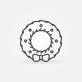 Christmas Wreath linear vector concept icon or logo