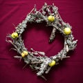 Christmas wreath made of dried twigs and lichens