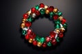 A christmas wreath made of glass beads created with generative AI technology Royalty Free Stock Photo