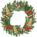 Christmas wreath made of green spruce branches