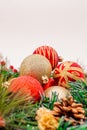 Christmas Wreath Made of Naturalistic Looking Pine Branches Decorated