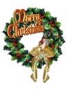 Christmas Wreath with `Merry Christmas` Text Royalty Free Stock Photo