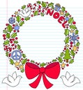 Christmas Wreath Notebook Doodles Royalty Free Stock Photo