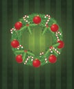 Christmas Wreath with Ornaments and Candy Cane Royalty Free Stock Photo