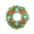 Christmas Wreath with Ornaments on White Royalty Free Stock Photo