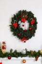 Christmas wreath over fireplace mantel Royalty Free Stock Photo