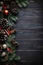 Christmas Wreath with Pine Cones & Ornaments Royalty Free Stock Photo