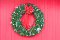 Christmas Wreath on red Royalty Free Stock Photo