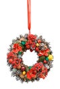 Christmas wreath with red baubles Royalty Free Stock Photo