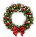 Christmas wreath isolated on white. Royalty Free Stock Photo