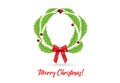 Christmas wreath with red bow ribbon Royalty Free Stock Photo