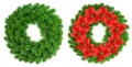 Christmas wreath. Red poinsettia flowers decoration Royalty Free Stock Photo