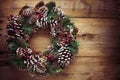 Christmas wreath on a rustic wooden door Royalty Free Stock Photo